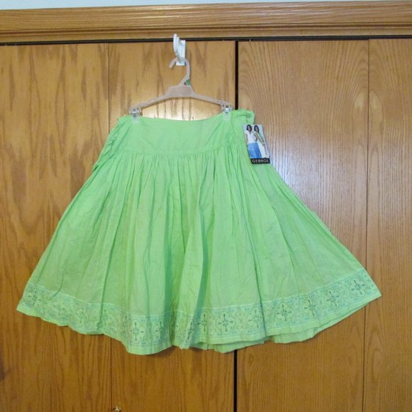 GEORGE WOMEN'S SIZE 10 SKIRT LIME GREEN W/ TURQUOISE EMBROIDERY FEMININE NWT - Picture 3 of 11